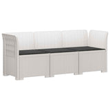 3-Seater Garden Sofa with Cushions Rattan Look PP White 3443827