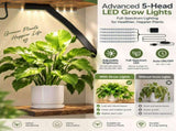 Tree-shaped Plant Stand with 4 Grow Lights, Black Iron Tube & Weathered Wood MDF, With Wheels, 26624629