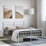 Metal Bed Frame without Mattress with Footboard White 135x190cm 355725