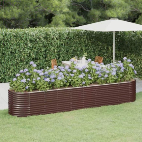 ZNTS Garden Raised Bed Powder-coated Steel 368x80x68 cm Brown 318965