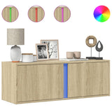 TV Wall Cabinet with LED Lights Sonoma Oak 100x31x35 cm 852266