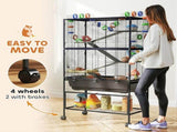 5 Tier Large Hamster Cage on Wheels with 17 cm Deep Tray, Storage Shelf for Syrian, Gerbil, Rats T3398P551586
