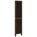 Room Divider 4 Panels Dark Brown Solid Wood Paulownia 358658