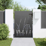 Garden Gate with Lock Black 85 x 150 cm Powder-coated steel 42015866