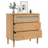 Drawer Cabinet SENJA Rattan Look Brown 80x40x80 cm Solid Wood Pine 358022