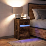 ZNTS Bedside Cabinet with LED Lights Smoked Oak Engineered Wood 852016