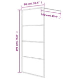 Walk-in Shower Wall Black 90x195 cm Half Frosted ESG Glass 152126