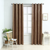 Blackout Curtains with Rings 2 pcs Velvet Beige 140x245 cm 134506