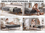 Storage Ottoman, Chenille Upholstered Ottoman Storage Box with Padded Seat, Metal Legs, 114 x 41 x T3398P550316