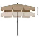 Beach Parasol Taupe Polyester 200x125 cm Rectangular Tiltable 314730
