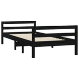 Bed Frame without Mattress Black 75x190 cm Small Single Solid Wood Pine 821643