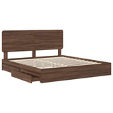 Storage Bed with Drawer Brown Oak 200 x 200 cm Engineered Wood 3412657