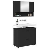 Bathroom Furniture Set 2 pcs Black Engineered Wood and Metal 3393014