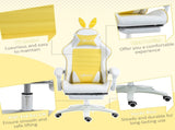 Racing Gaming Chair, Reclining PU Leather Computer Chair with Removable Rabbit Ears, Footrest, T3398P329918