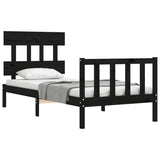 Bed Frame without Mattress Black Small Single Solid Wood Pine 3193300
