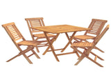 5 Piece Folding Garden Bistro Set Natural Solid Teak Wood 3434100