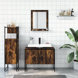 3 Piece Bathroom Cabinet Set Smoked Oak Engineered Wood 3214351