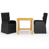 Garden Dining Set Black Poly Rattan Height-Adjustable 3095298