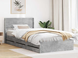 Bed Frame with Storage and Headboard Concrete Grey 90 x 200 cm 3414510