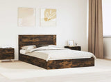 Storage Bed with Drawer Smoked Oak 120 x 200 cm Engineered Wood 3410262
