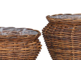 Planter Basket with Storage 2 pcs Brown Lacak Rattan 42020960