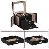 Jewellery Box 4-Layer with Mirror Lockable Black 22.5x17.5x16.5 cm 4103561