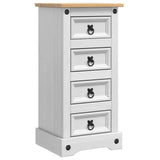 Bedside Table Corona White 35 x 32.5 x 74 cm Solid Pine Wood 42021185