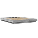 Bed Frame with LED Lights without Mattress Grey Sonoma 160x200cm 3281089