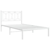 Metal Bed Frame without Mattress with Headboard White 100x200cm 376172