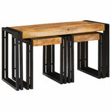 Nesting Table 3 pcs Brown and Black Solid Mango Wood and Metal 4104730