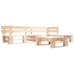 ZNTS 4 Piece Garden Pallet Lounge Set Natural Wood 277490