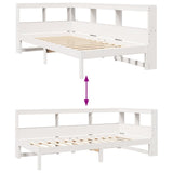 Bookcase Bed without Mattress White 75x190 cm Small Single Solid Wood Pine 3324342