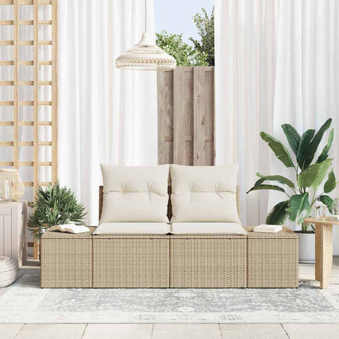 Garden Sofa with Cushion Beige 123 x 62 x 69cm Poly Rattan 42006806