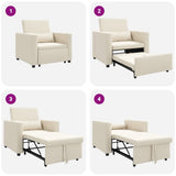 Pull out Sofa Bed Single Cream white 90 x 165 x 87 cm Fabric 42002696