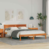 Bed Frame with Headboard Wax Brown 140 x 200 cm Solid Pine Wood 872820