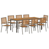 Garden Dining Set 9 pcs Grey and Brown Poly Rattan 3365445