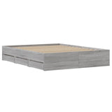 Bed Frame with Drawers without Mattress Grey Sonoma 140x200 cm 3207278
