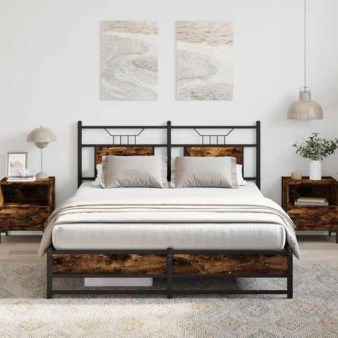 Bed Frame without Mattress Smoked Oak 140x190 cm Engineered Wood 4106908