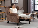 150&deg Reclining Vintage Armchair, with footrest - Brown T3398P378082