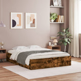 Bed Frame with Drawers without Mattress Smoked Oak 150x200 cm King Size 3207270