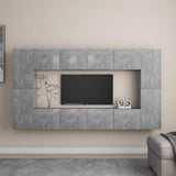 8 Piece TV Cabinet Set Concrete Grey Engineered Wood 3079089
