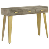Console Table Solid Mango Wood Grey with Brass 110x35x76 cm 246682
