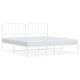 Metal Bed Frame without Mattress with Headboard White 193x203cm 373942