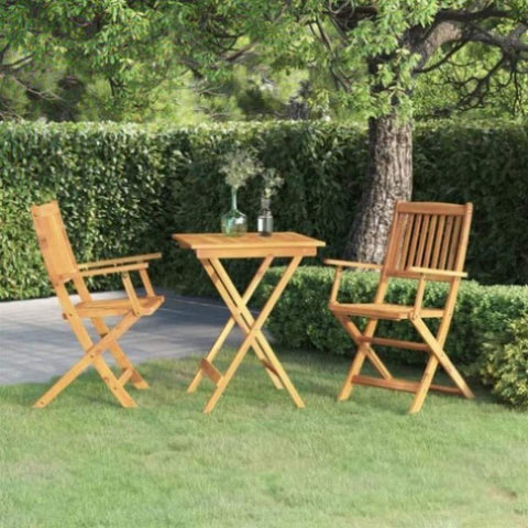 ZNTS 3 Piece Folding Garden Dining Set Solid Acacia Wood 3058253