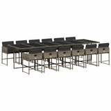 13 Piece Garden Dining Set with Cushions Grey Poly Rattan 3211304