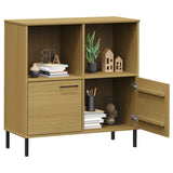 Bookcase with Metal Legs Brown 90x35x90.5 cm Solid Wood OSLO 351015