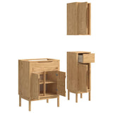 Bathroom Furniture Set FLORO 3 pcs Wax Brown Solid Pine Wood 3385883