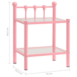 Bedside Cabinets 2 pcs Pink and Transparent Metal and Glass 325079