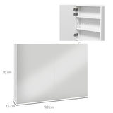 Bathroom Mirror Cabinet with Light, Bathroom Storage Cupboard with Adjustable Shelf, USB Powered, T3398P342287