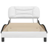 Bed Frame with LED without Mattress "Hvar" White and Black 100x200 cm 3213919
